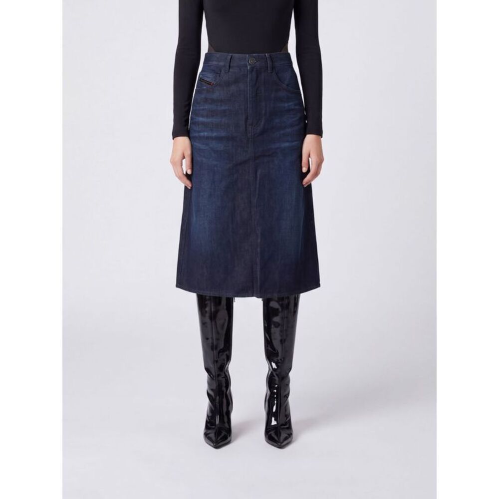 Diesel Women De-Irti High-Waisted A-Line Denim Midi Skirt Diesel